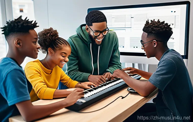 기타 커뮤니티 사이트 - **Prompt:** "A diverse group of young adults, aged 15-25, are deeply immersed in a vibrant online 'v...