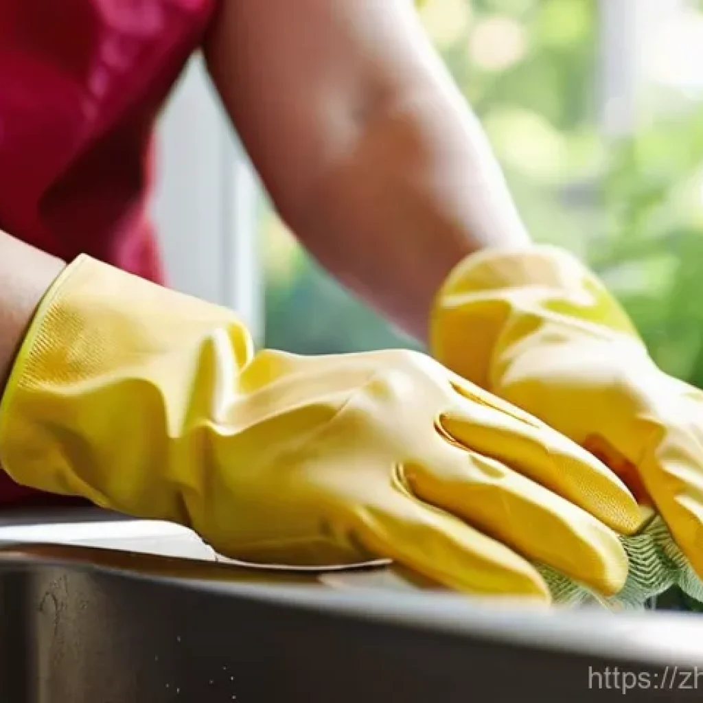 기타 손톱 관리 - **Prompt 1: Nail Protection During Daily Chores**
    "A close-up shot of an adult woman's hands dil...