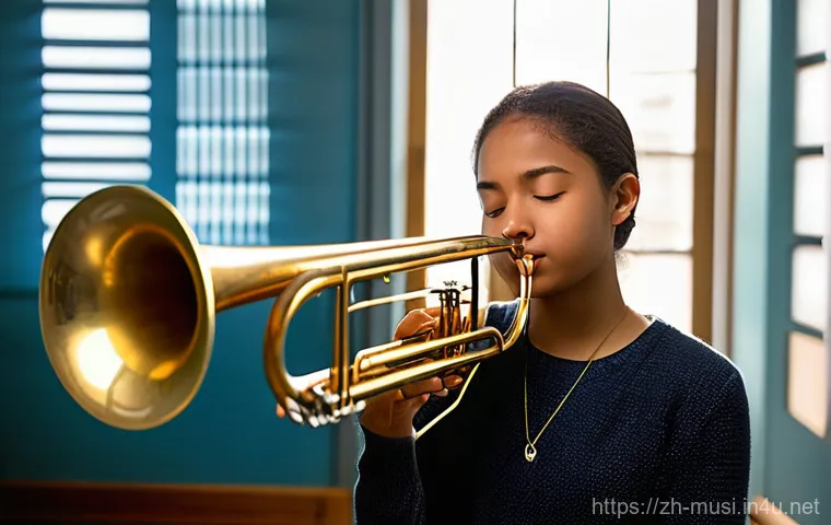 트럼펫과 트롬본 차이 - "An artistic portrayal of an emotional moment in a symphony orchestra's brass section. The central f...