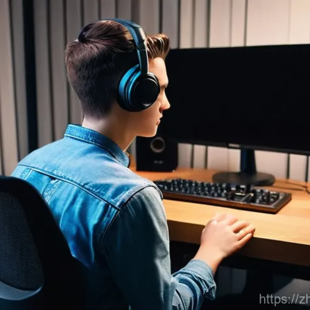 기타 녹음 장비 추천 - **Prompt:** A young, focused individual (18-25 years old, gender-neutral) wearing a casual long-slee...