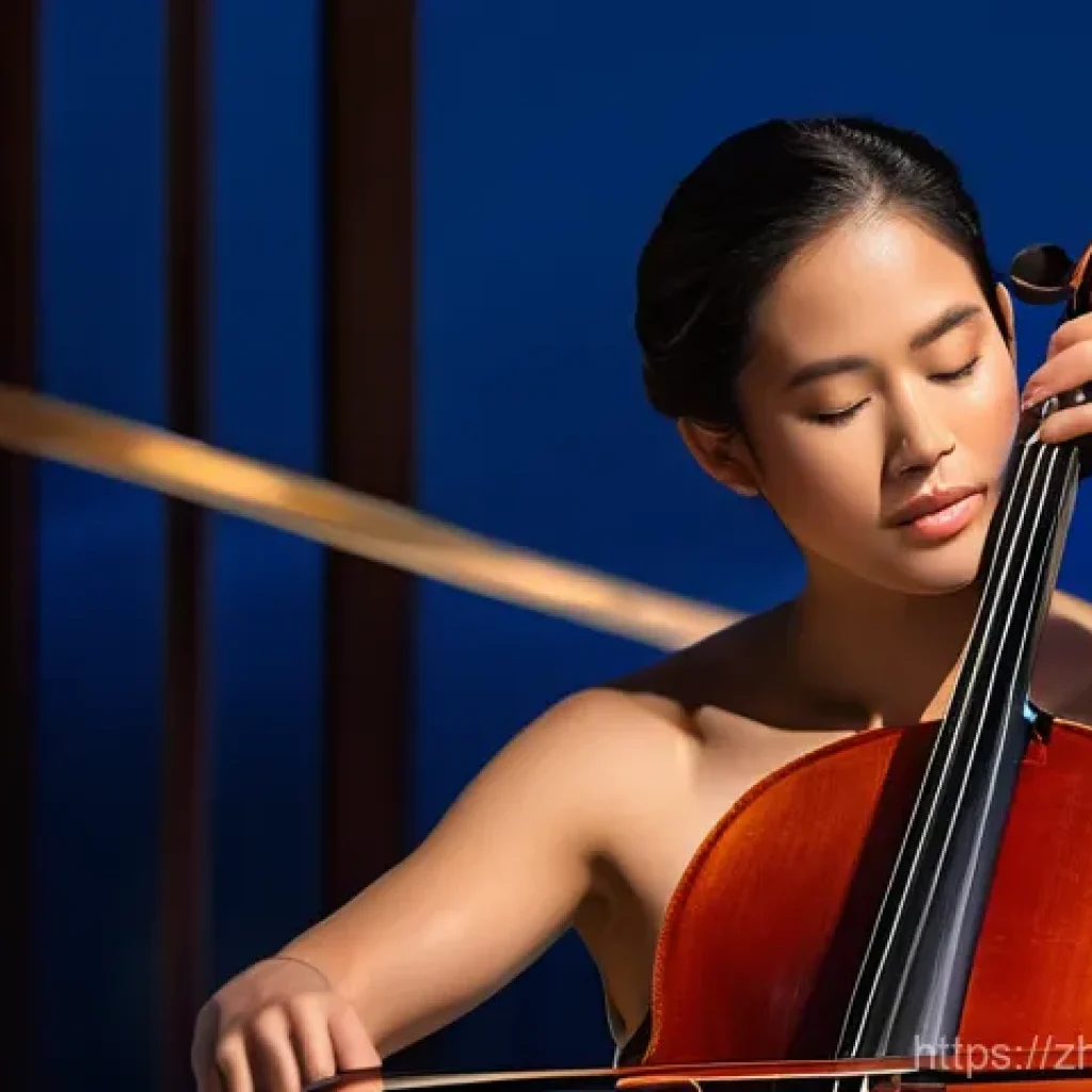 첼로 줄 교체 비용 - **Prompt:** A professional cellist, elegantly dressed in a modest concert gown, is performing on a s...