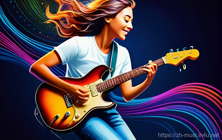 기타를 활용한 작곡 팁 - **Prompt:** A stylized, ethereal illustration depicting the "magic of chords" as the architectural f...