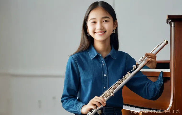 플룻 브랜드별 특징 - **Prompt:** A young female student, around 16 years old, with a bright, hopeful expression, gently h...