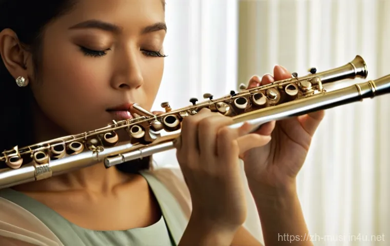 플룻 브랜드별 특징 - **Prompt:** A young female student, around 16 years old, with a bright, hopeful expression, gently h...