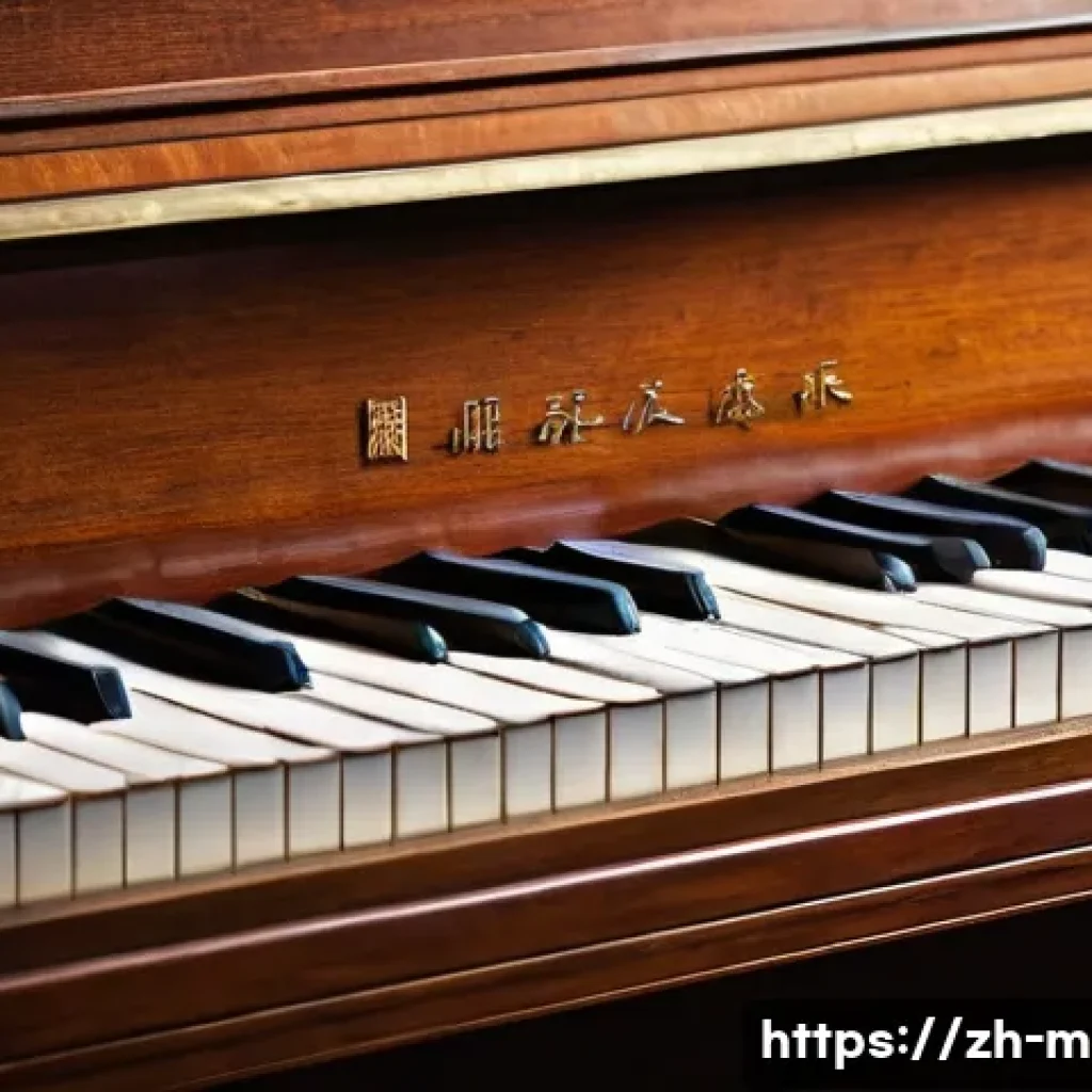 중고 피아노 구매 가이드 - A close-up scene of a vintage upright piano keyboard in a well-lit room, showing detailed textures o...