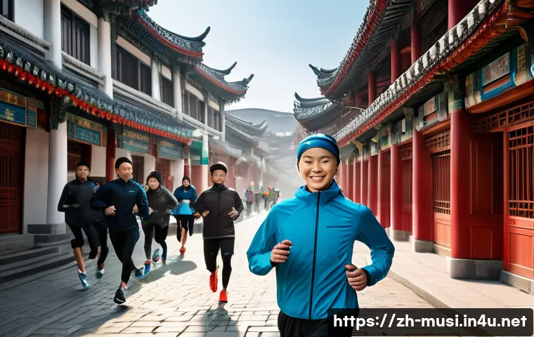 하프 관련 행사 - A dynamic half marathon runner wearing lightweight, breathable running clothes made of quick-dry fab...